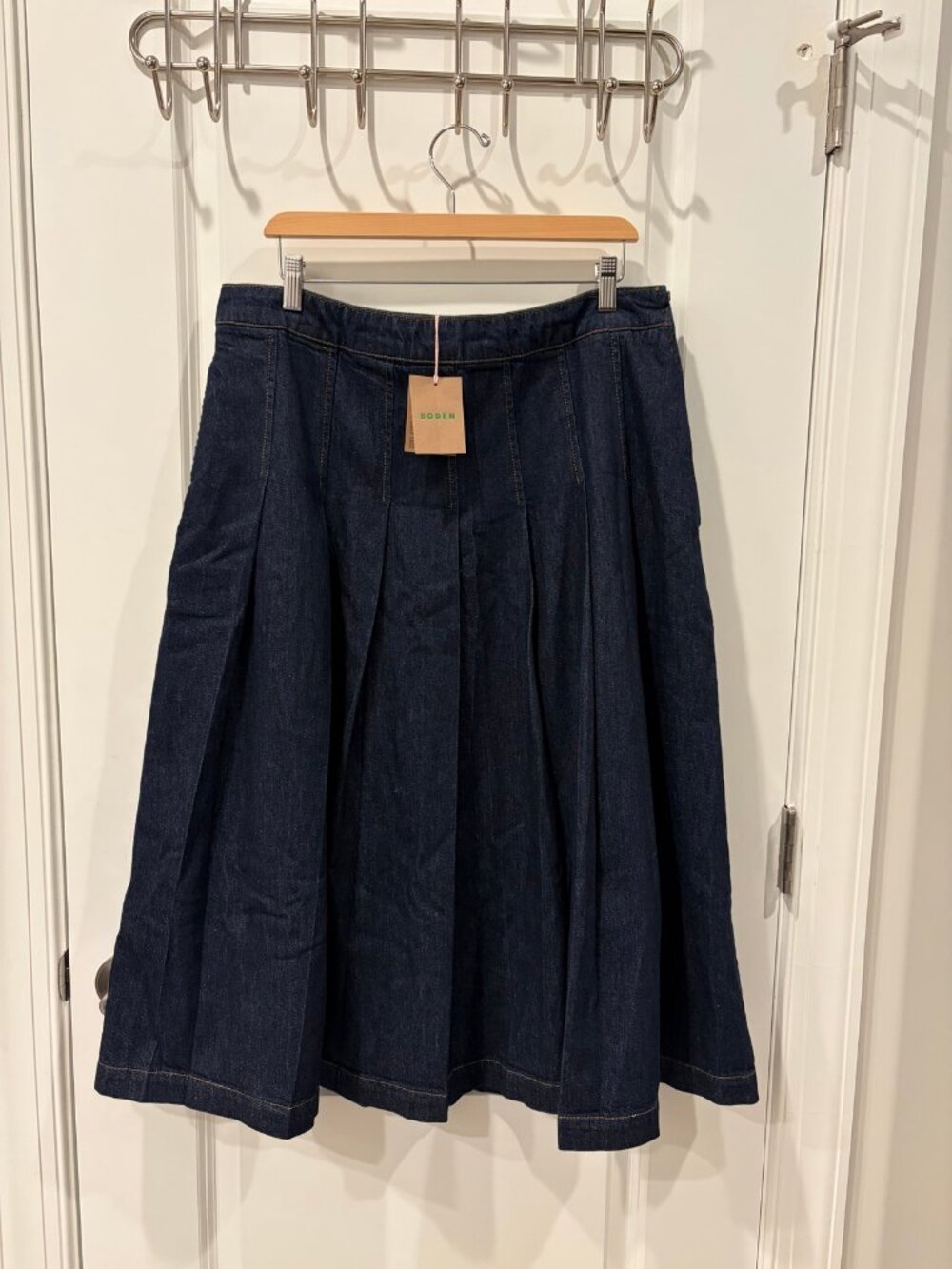 Boden Aya Denim Midi Skirt, Indigo, Size 12, NWT - Picture 4 of 6